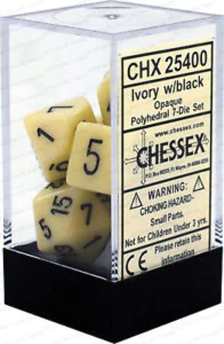 CHX25400 Dice-Opaque Ivory/Black Set, Multicolor