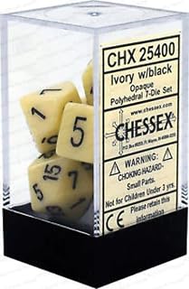 CHX25400 Dice-Opaque Ivory/Black Set, Multicolor