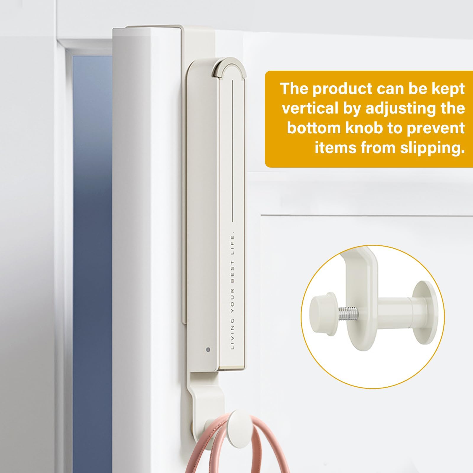 Juego de 2 Percha Puerta, Perchero Puerta Ganchos Plegables Colgador Puerta, Perchero Sin Taladrar para Dormitorio Salón Baño, Perchas Colgadores de Aluminio, para Puertas de hasta 4,3 cm de (Blanco)