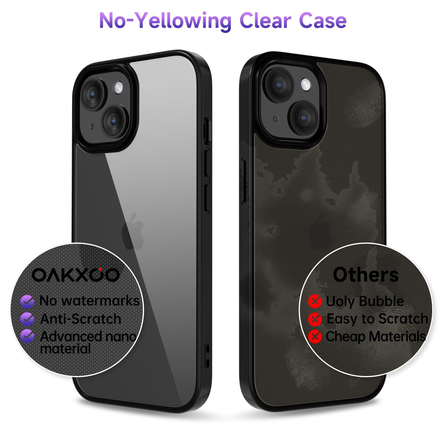 oakxco Thin Slim Clear case for iPhone 15 Plus/ 14 Plus