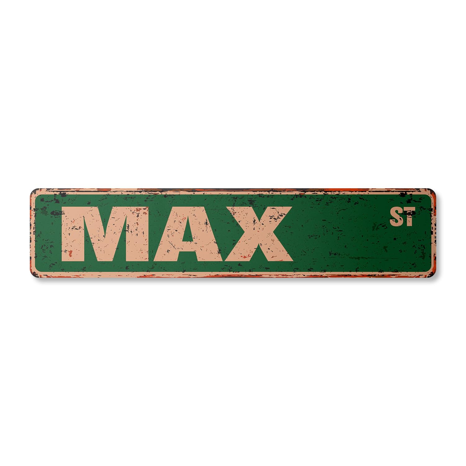 MAX Vintage Aluminum Street Sign Childrens Name Room Metal Sign Rustic Metal tin | Indoor/Outdoor | 18" Wide