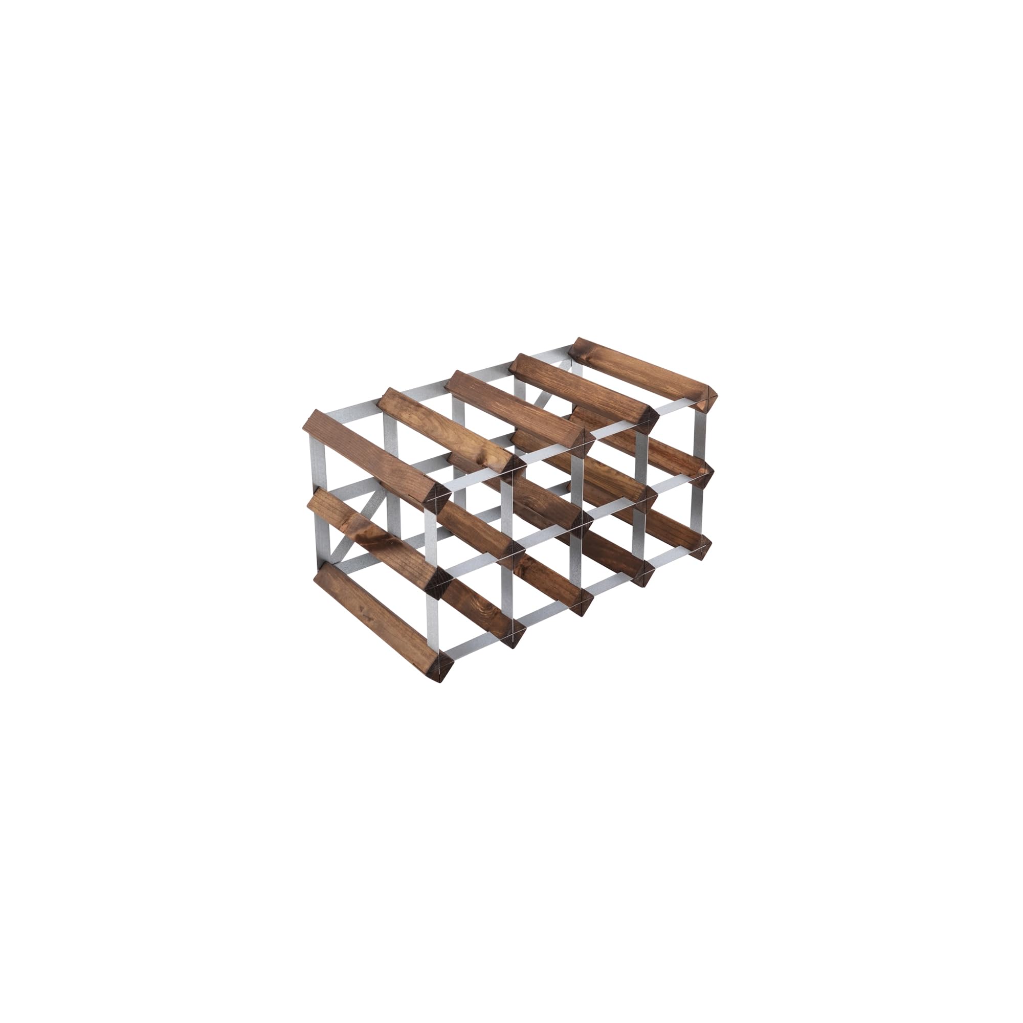 Portabottiglie per 12 bottiglie. Legno scuro, consegnato assemblato