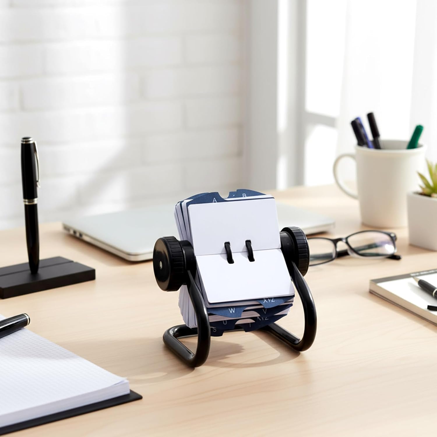 Affrolling 2 Pack Rotary Business Card Holder, Index Card Organizer with 500 Cards, 24 Tab A-Z Index for Storage in Offices desks Meeting Rooms