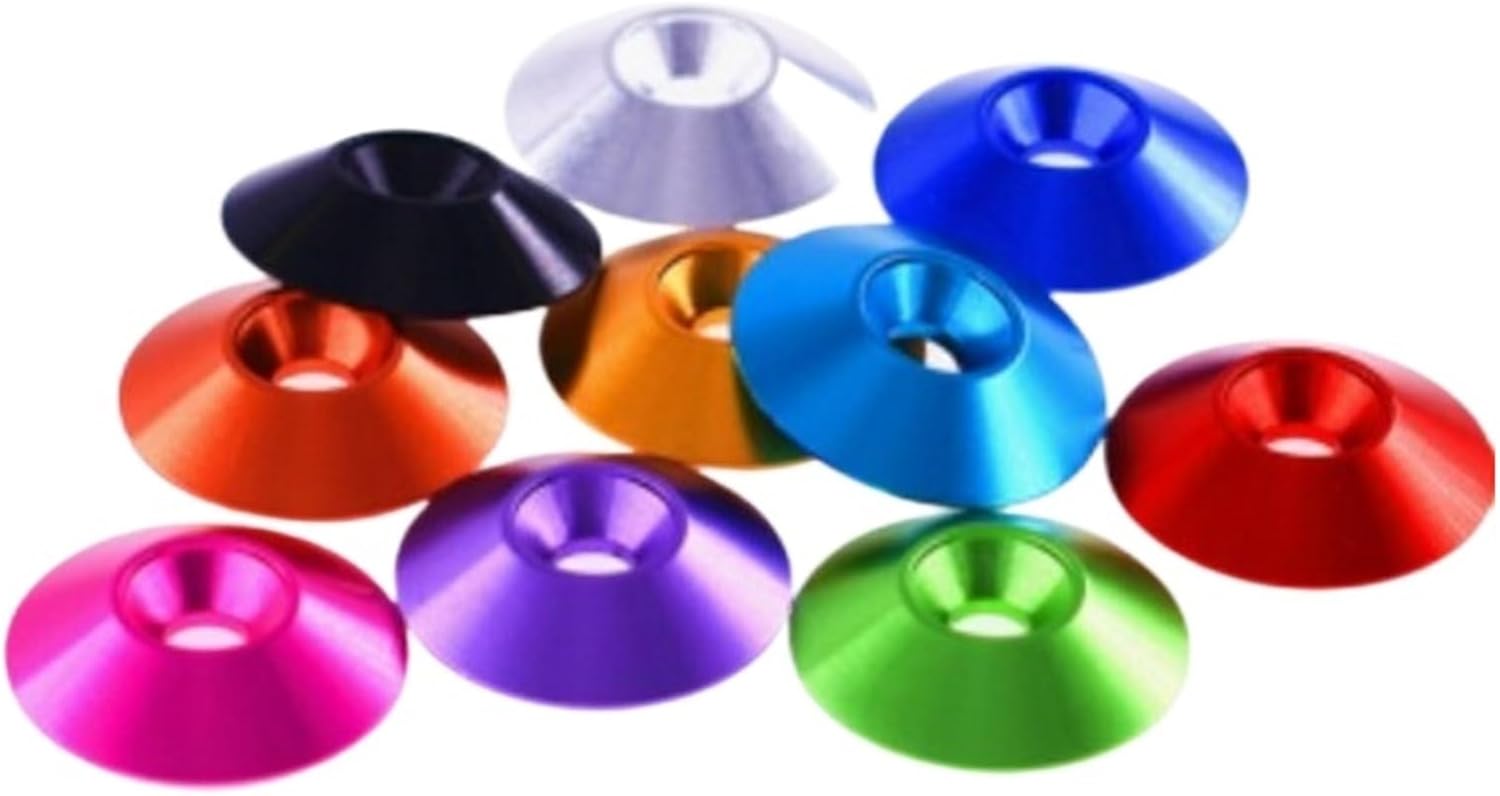 Cup Washer，Metal washers， 5-10pcs M4 M5 M6 M8 Aluminum Colourful Countersunk Umbrella Flat Head Screw Concave Conical Decorative Groove Washer(Purple,M6 5pcs)