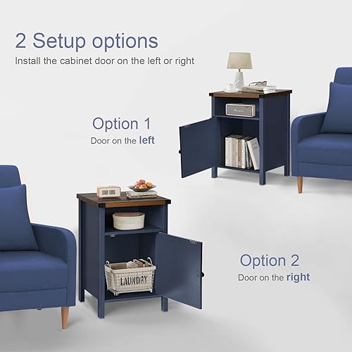 Miniatura 9 de Catrimown Mesa auxiliar de granja, mesita de noche, mesa auxiliar, juego de 2, mesas auxiliares grises lavadas, juego de sala de estar, mesita de