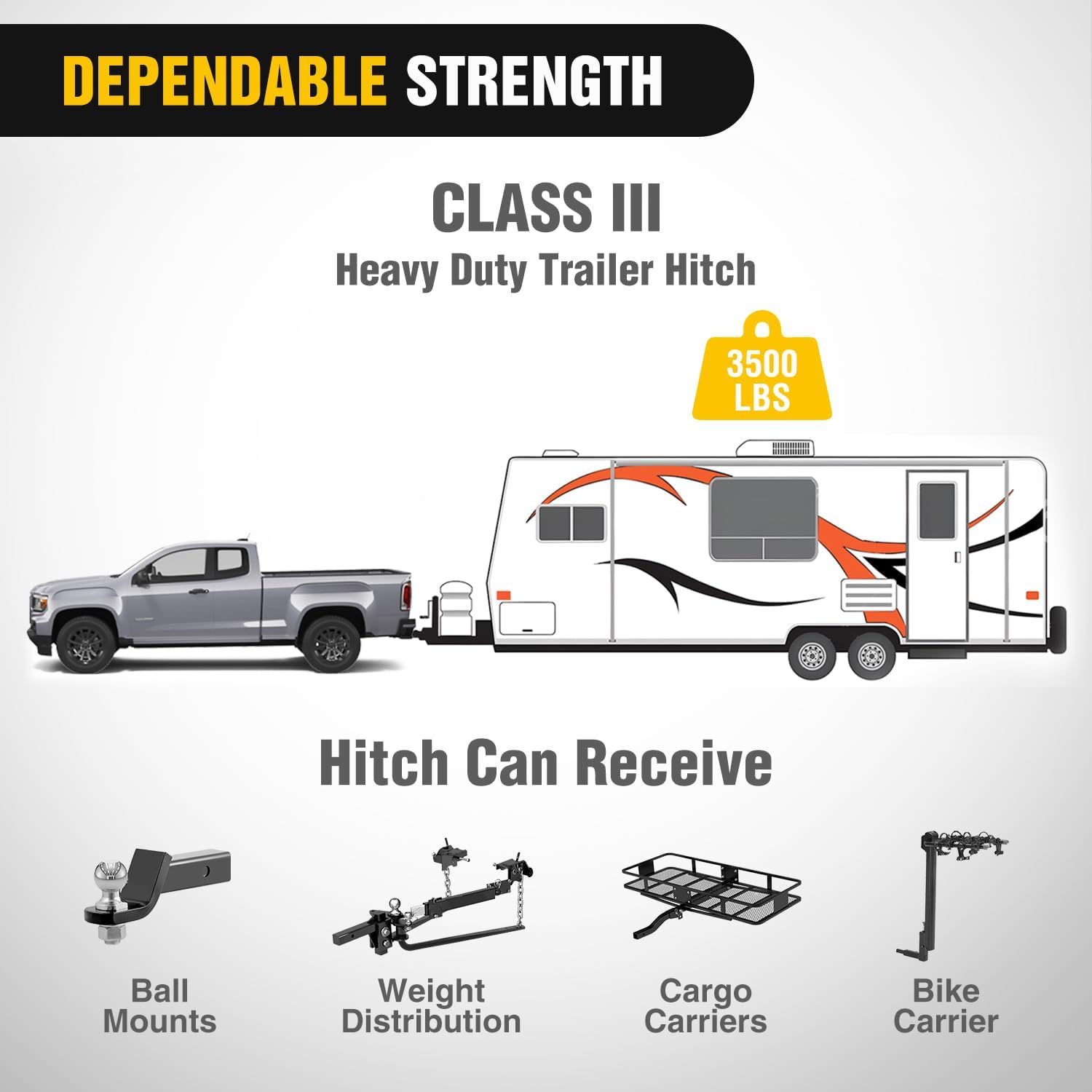 Nilight Class 3 Trailer Hitch 2 Inch Receiver Tow Hitch Compatible with 2006-2018 Toyota RAV4 Black Powder Coated