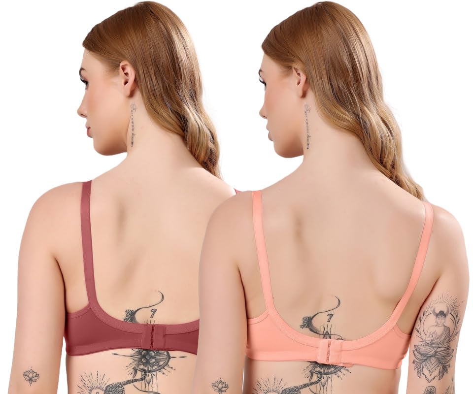 Image of London Hills Regular Bra for Women Everyday Non Padded Wire Free Full Coverage Cotton Blend
