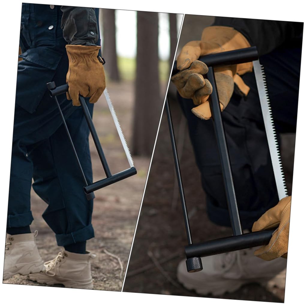 Scie à Main Pliante Portable en Alliage D'aluminium Noir | Tension Automatique Lame, Légère, pour Chasse et Trekking en Backcountry