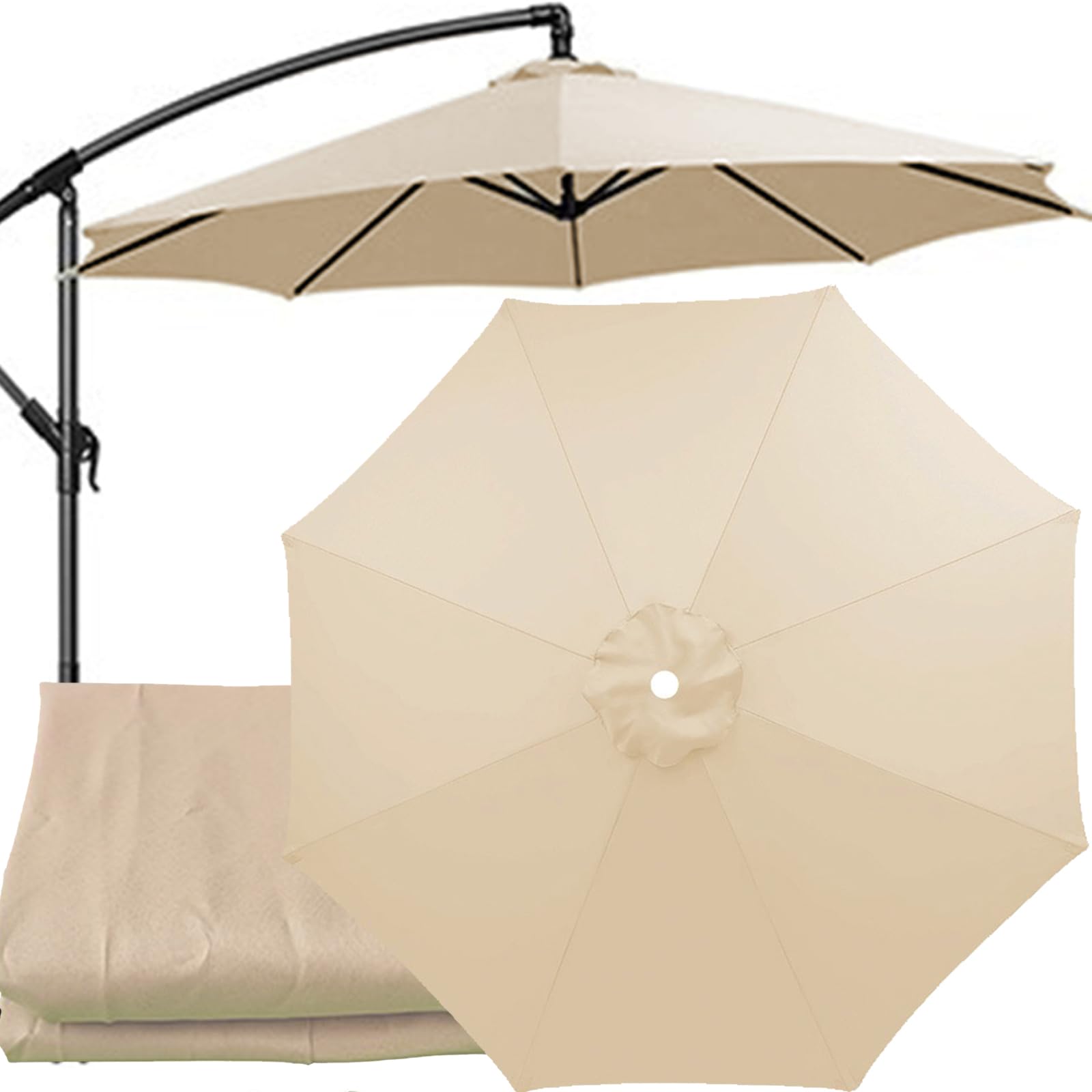 2m-4m Replacement Parasol Canopy with Top Vent, UPF 50+ Garden Parasol Replacement Canopy, 6/8 Rib replacement parasol fabric cover for Garden Umbrella (Beige Yellow,8 Ribs-4m(13ft))