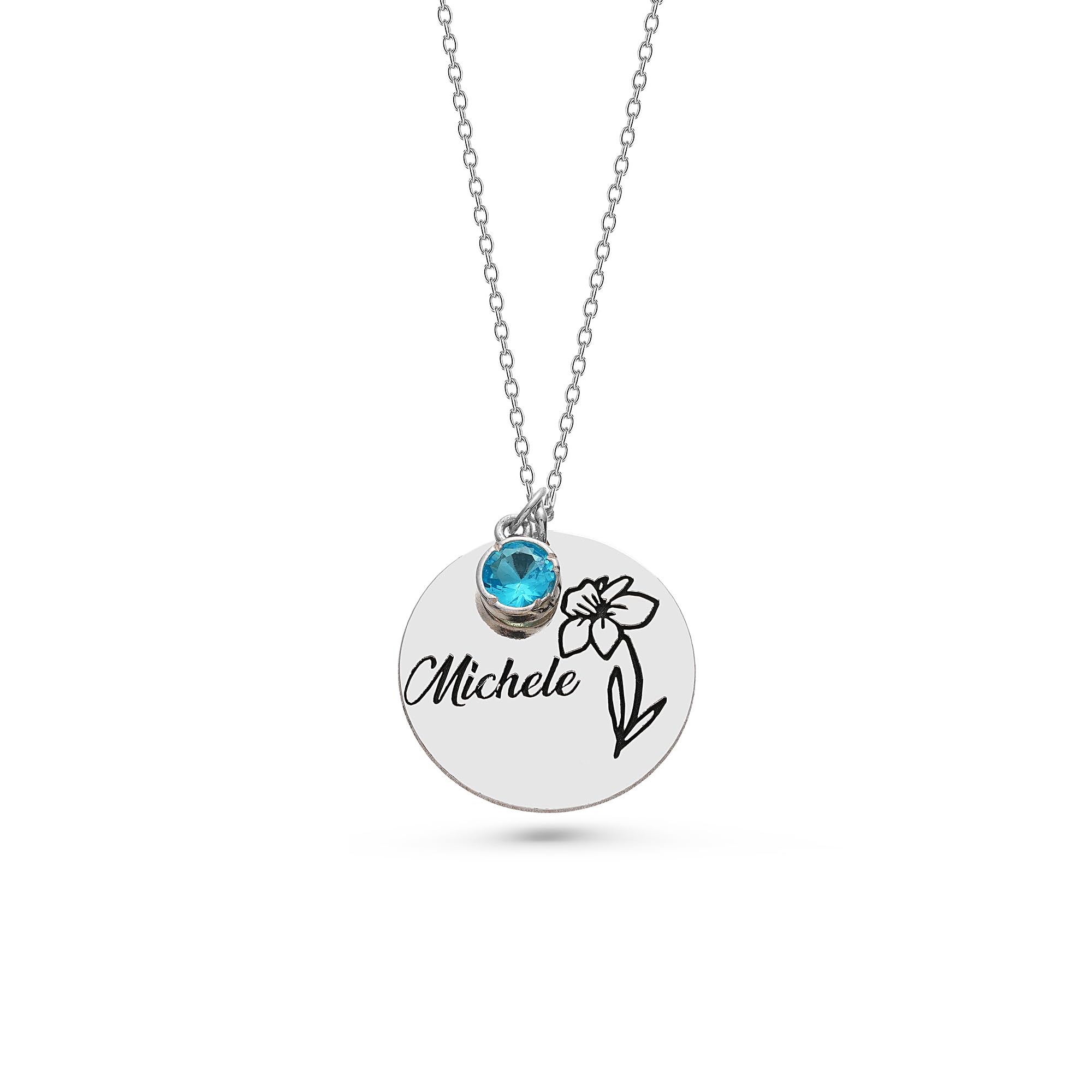 Birthstone Name Necklace Personalized for Women 925 Sterling Silver Custom Mother Necklace for Girls Handmade Birth Flower Jewelry Initial Mothers Day Christmas Anniversary Birthday Gifts For Her Mom