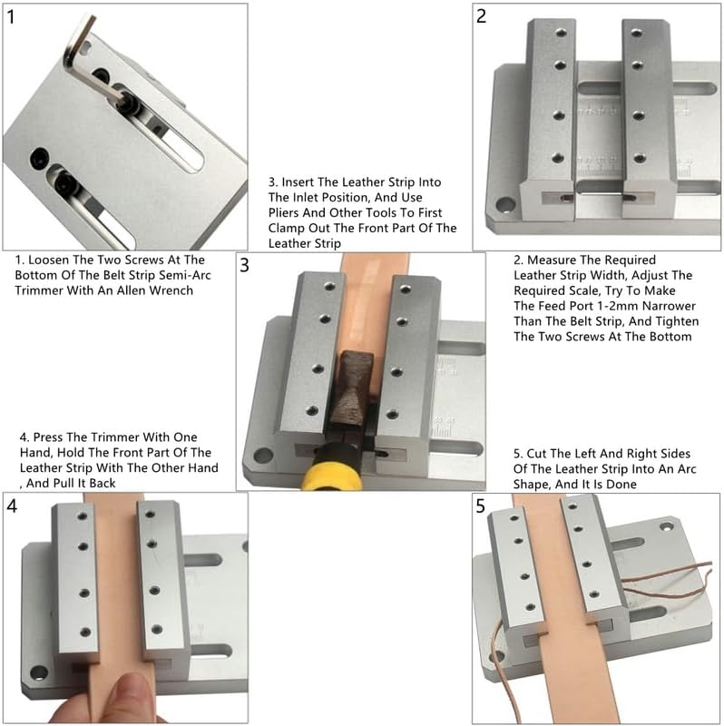 VIGAN DIY Leather Belt Edge Cutter Beveler Trimmer Semi-Circular Arc Manual Trimming Machine Leather Strip Edger Side Leather Tools (4.5-6.0MM)