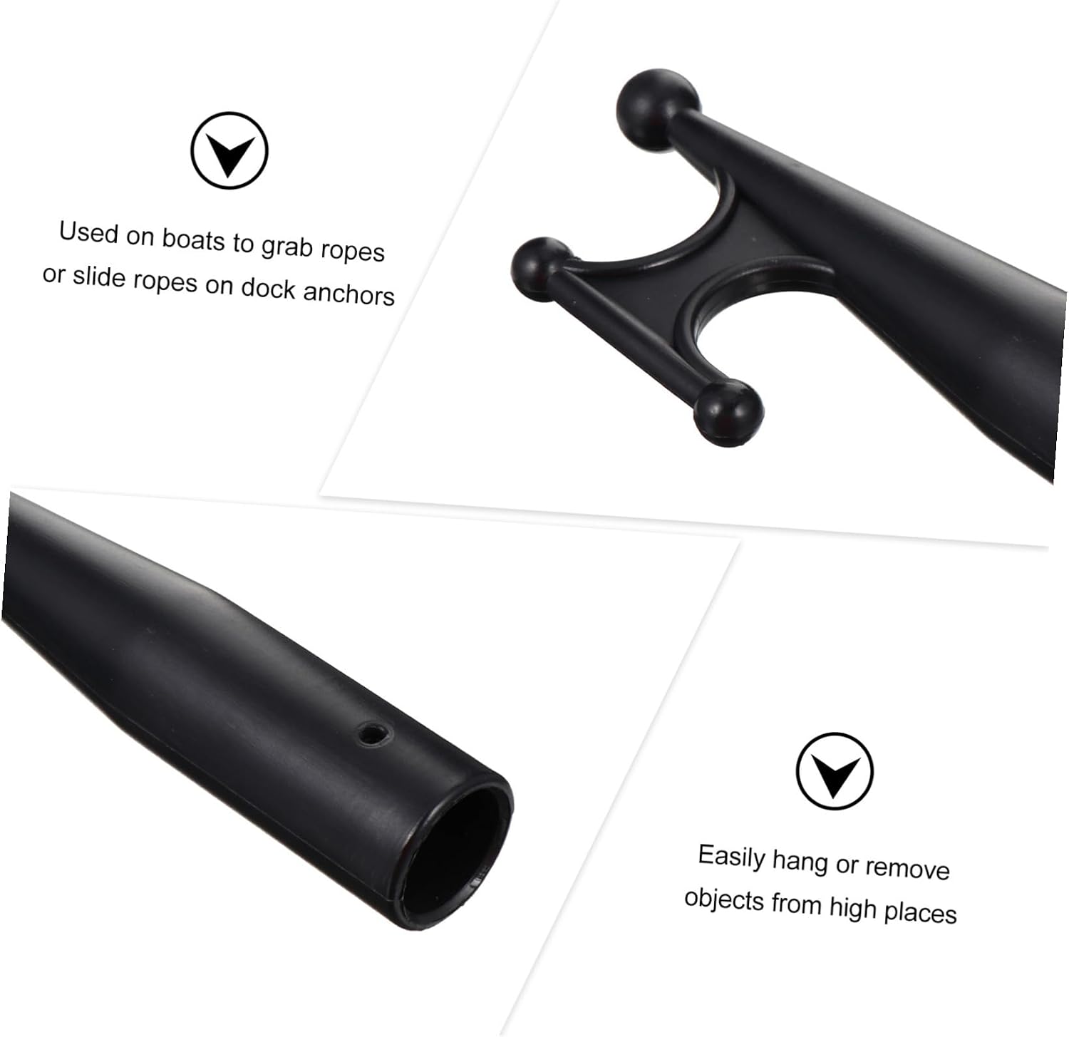 BESPORTBLE Boat Hook Replacement Nylon Attachment Floating Dinghy Hook Head for 28mm Pole Compatible with Kayak and Raft Docking Marine Use Black