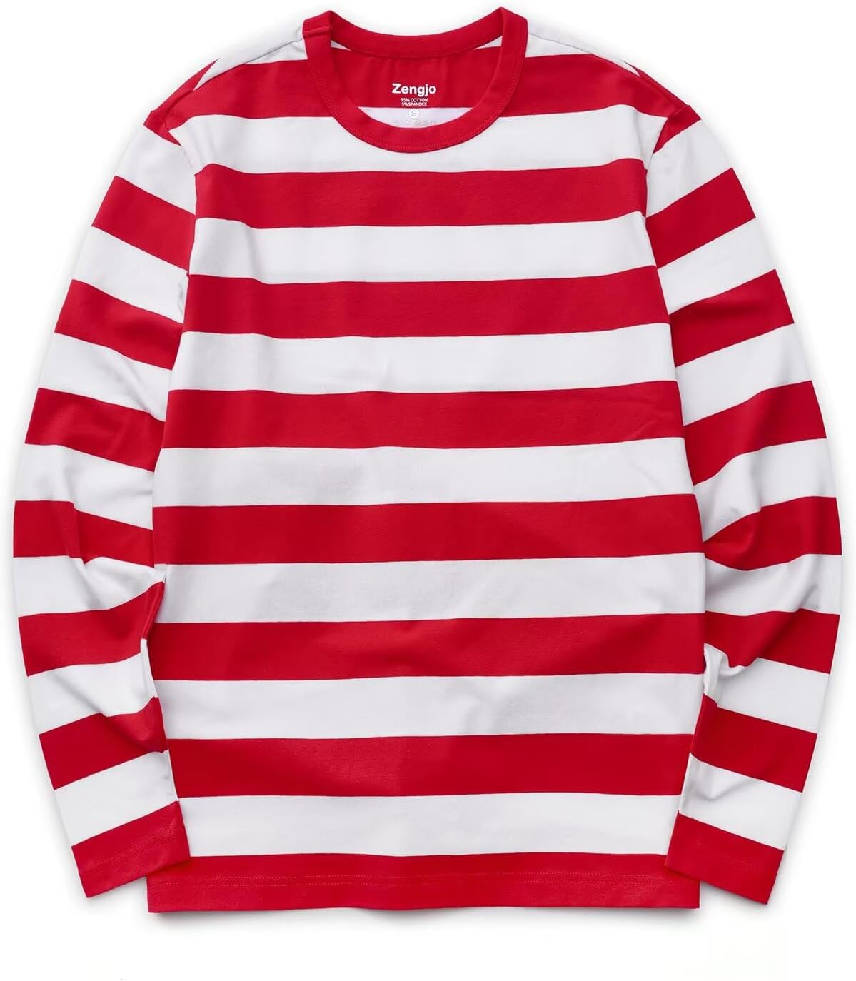 Zengjo Mens Striped T Shirt Short/Long Sleeve Crewneck Tee - Image 4