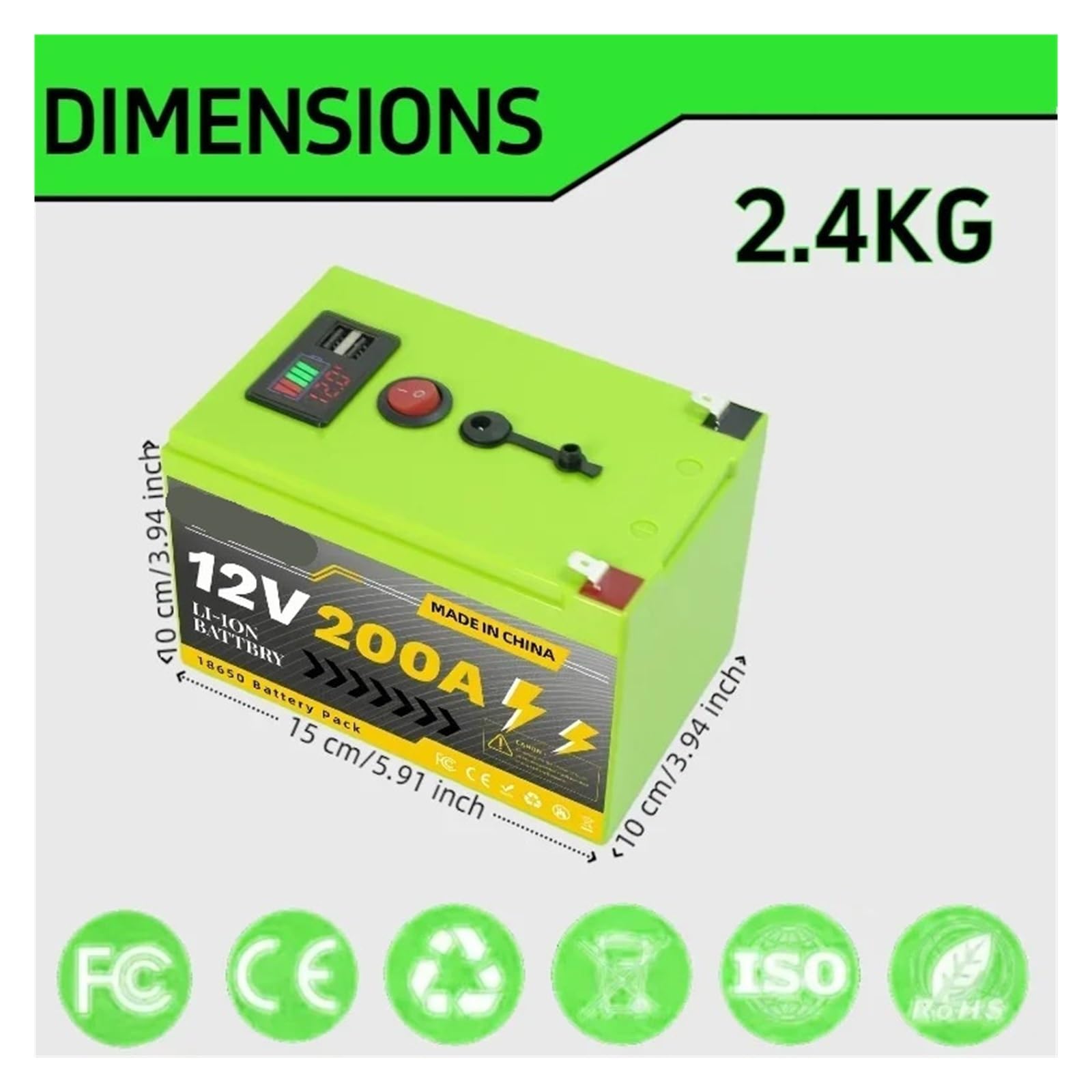 Batería De Litio LiFePO4 De 200000 MAh, 12 V, 4000+ Ciclos Profundos
