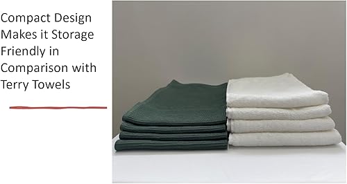 Miniatura 6 de Paquete de 4 toallas de mano tipo gofre, 20 x 29 pulgadas, 100 % algodón orgánico natural, certificado GOTS (verde bosque) súper absorbentes y de