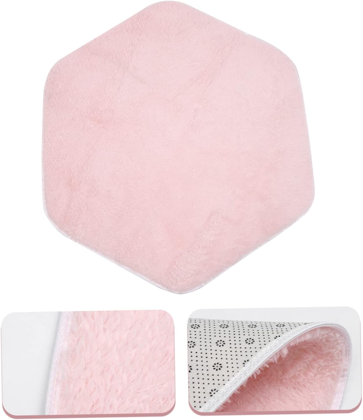 Hexagon Boy Girl Play Tent Mat with Cushion for Toddlers Soft Indoor Outdoor Rug for Room Nursery and Playhouse Decor Pink