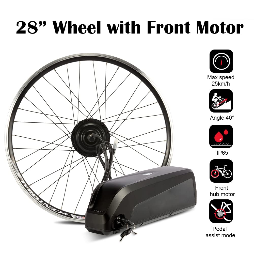 Season 26/28 Pollici 700c Kit Conversione Bici Elettrica 250W Motore Anteriore 36V-13Ah 15.6Ah 18Ah Ebike Batteria con Controller Integrato et caricatore