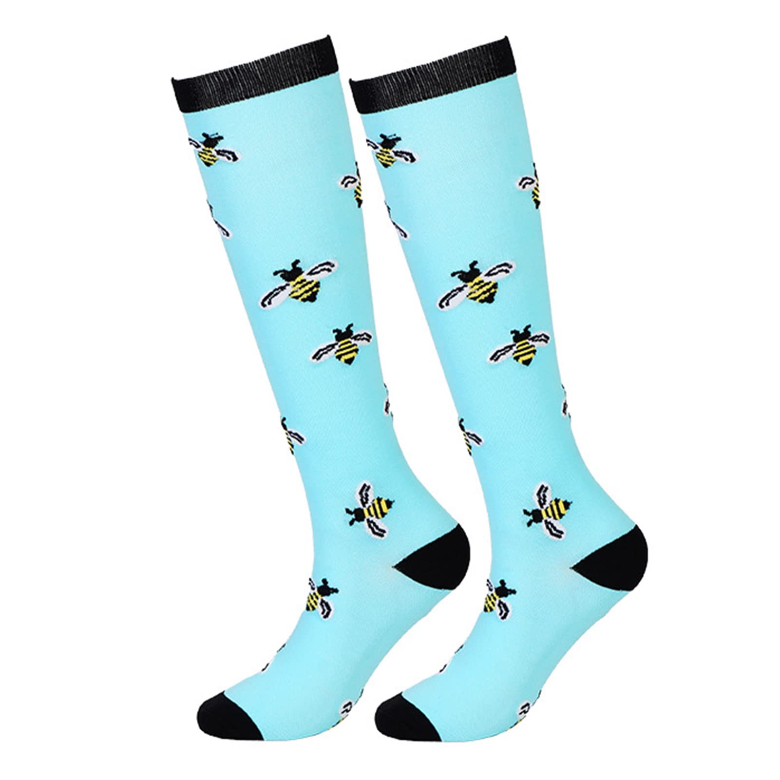 QASD Compression Socks for Women (1Pair) Knee High Support Stocking Ideal for Flight Sports Travel Pregnancy Best Support B-S/M