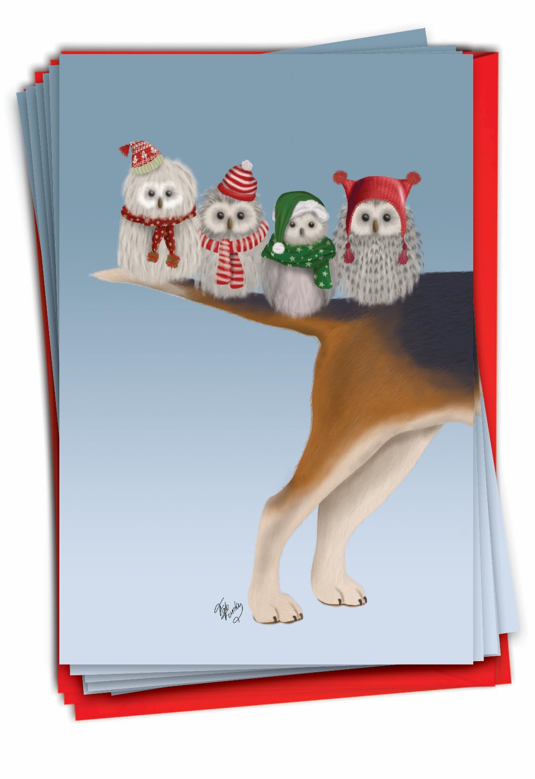 The Best Card Company Noel Animals-Owls C9558JXSG-B12x1 Lot de 12 cartes de vœux de Noël avec enveloppes 12 x 17 cm