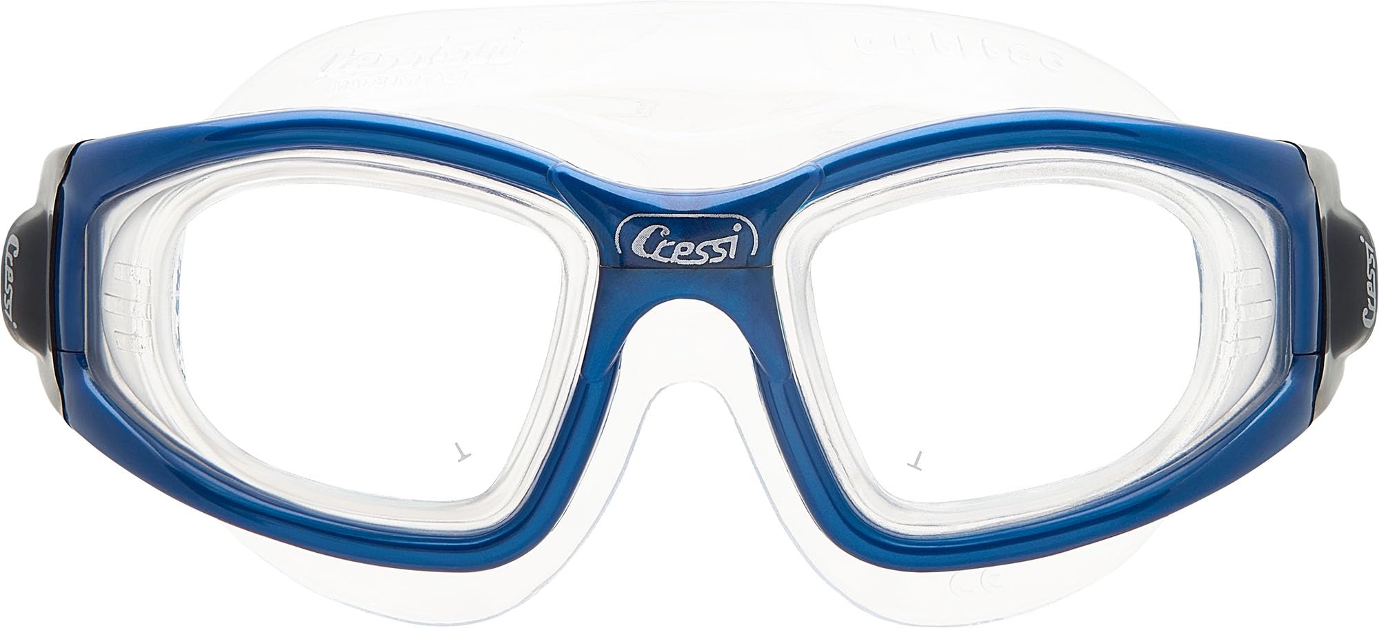 Cressi Galileo Goggles T/Glass Blue Metal - Adult Swimming Goggles With Tempered Glass Anti Fog 100% Anti UV, Clear/Blue Metal, One Size