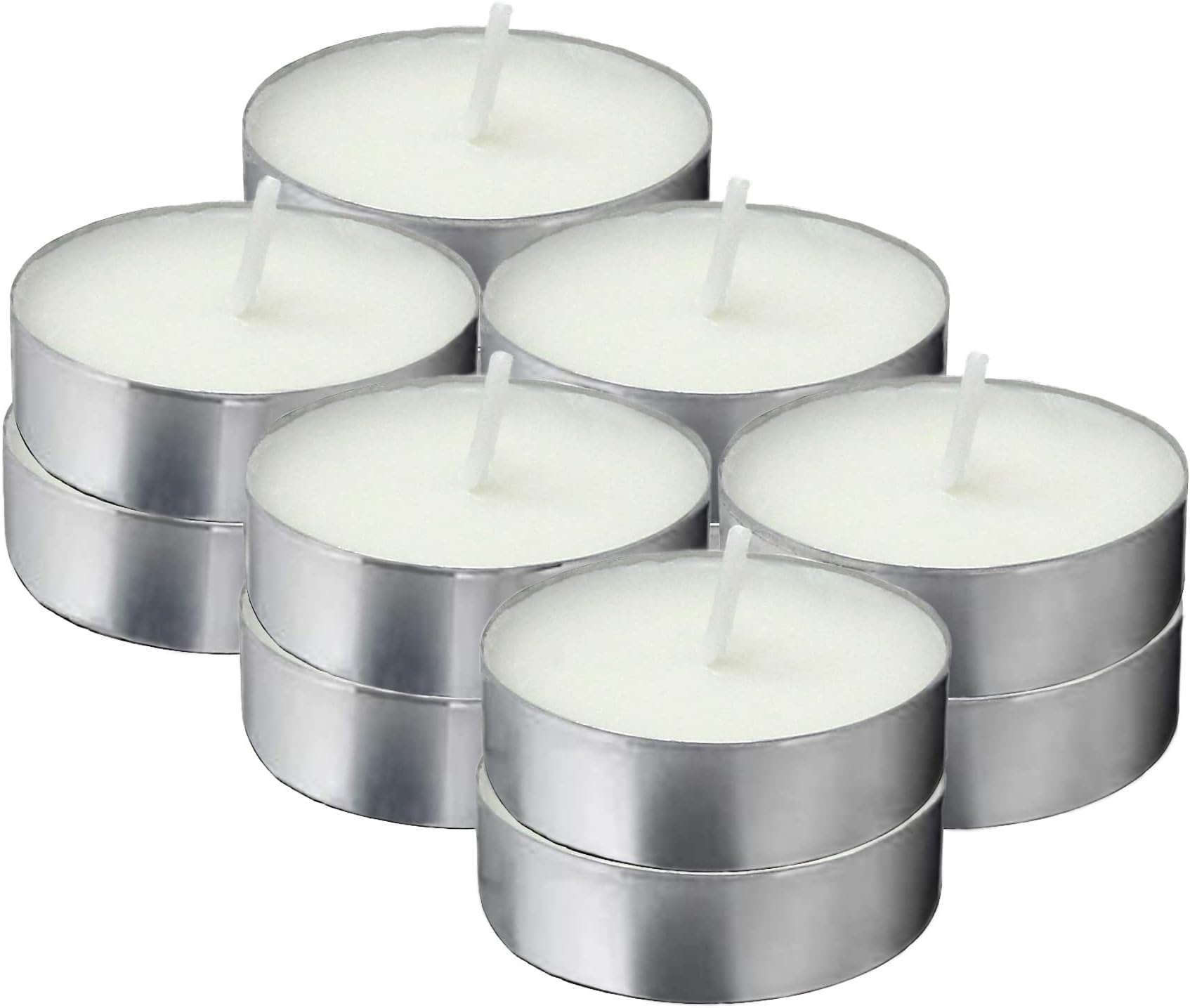 Tribello White Tea Lights - Unscented Tealight Candles - 3.5 Hour Burn Time - Perfect for Home, Travel, Events & Emergencies - Pack of 12