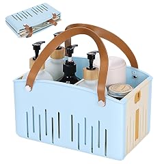 Homiton Portable Shower Caddy Collapsible Plastic Shower Basket Tote with Handles Removable Divider Cleaning Caddy Storage Organizer for