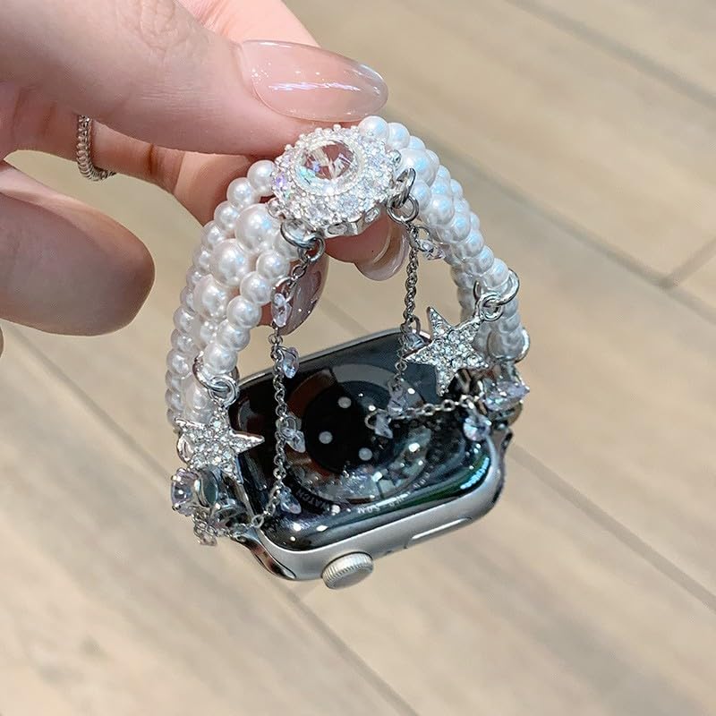 Boîtier en acier inoxydable argenté pour montre 41mm et bracelet perle de luxe