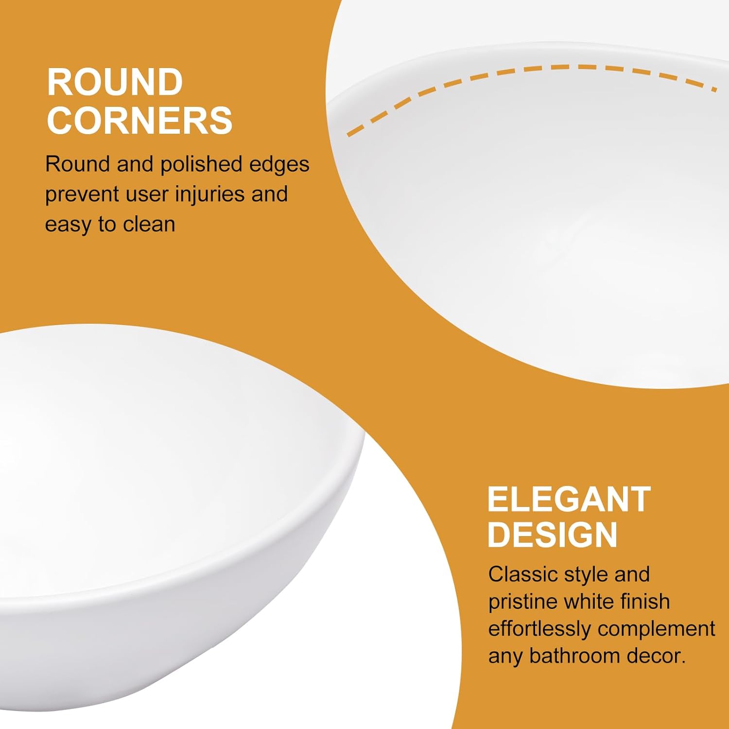 Mocoloo Oval Vessel Sink 16'' x 13'' Bathroom Sink Countertop Oval Shape Small Ceramic Bathroom Sinks White Porcelain Vanity Bowl Above Counter Art Basin