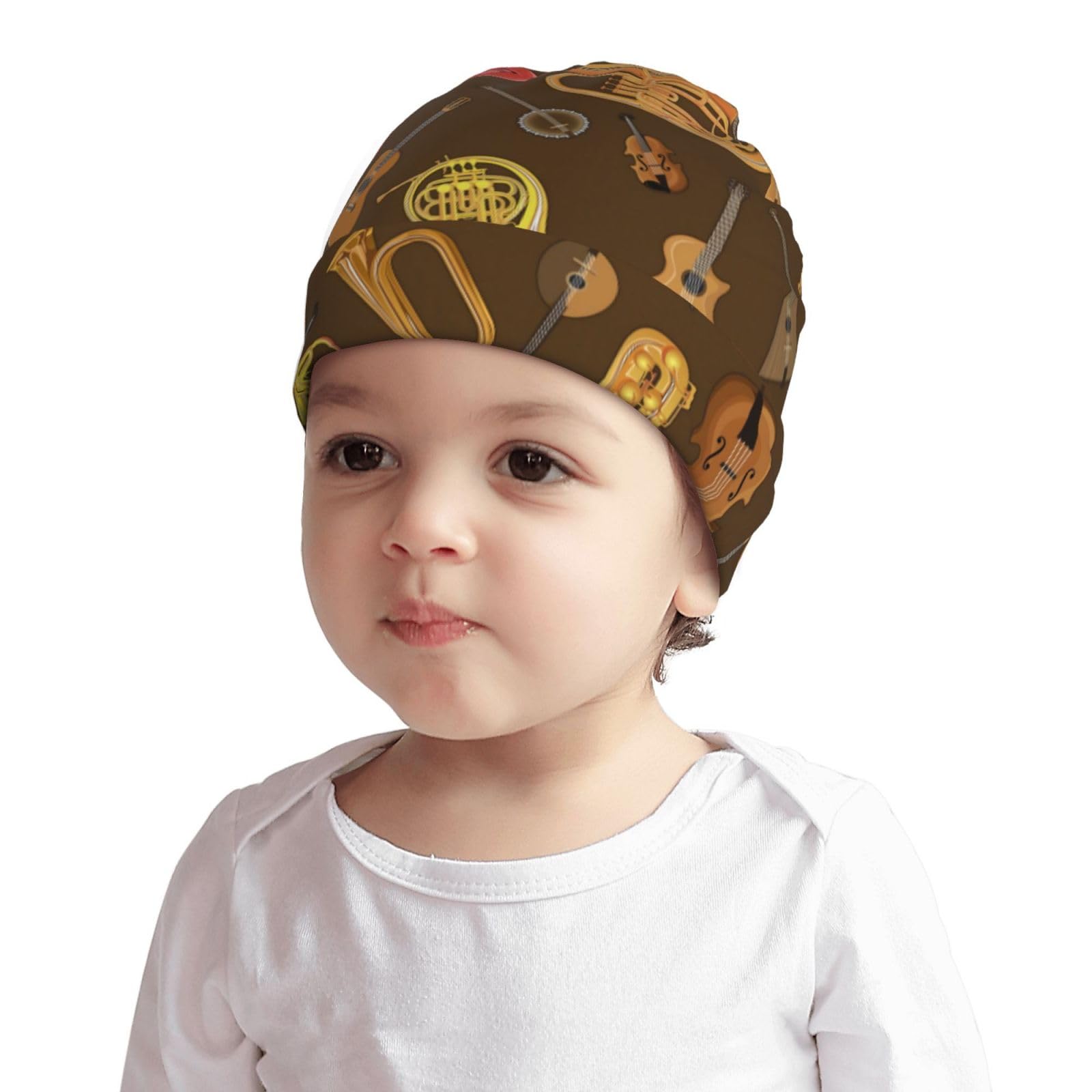 Rqzwdq Trumpet Musical Instrument Pattern Kids Beanie Hats Warm Knit Beanie Cap Skull Caps Gifts Decor for Boys Girls White