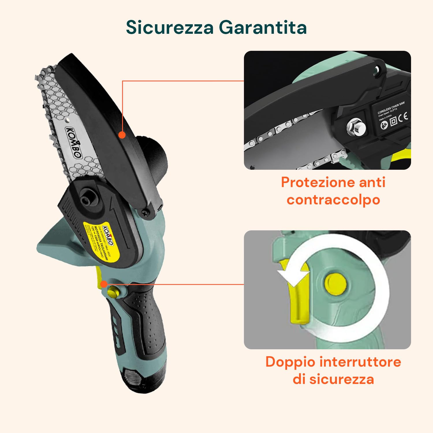 Avilia Motosierra podadora recargable con batería 12 V 1500 mAh – Ligera y manejable para jardinería doméstica