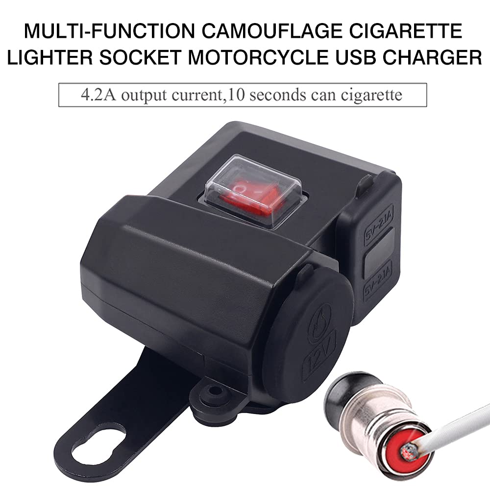 GOURIXIN Motorrad USB-Ladegerät,12V/24V Wasserdicht Dual USB Kfz Ladebuchse mit 140/150-CM-Kabel Doppelte Ladeanschlüsse Black