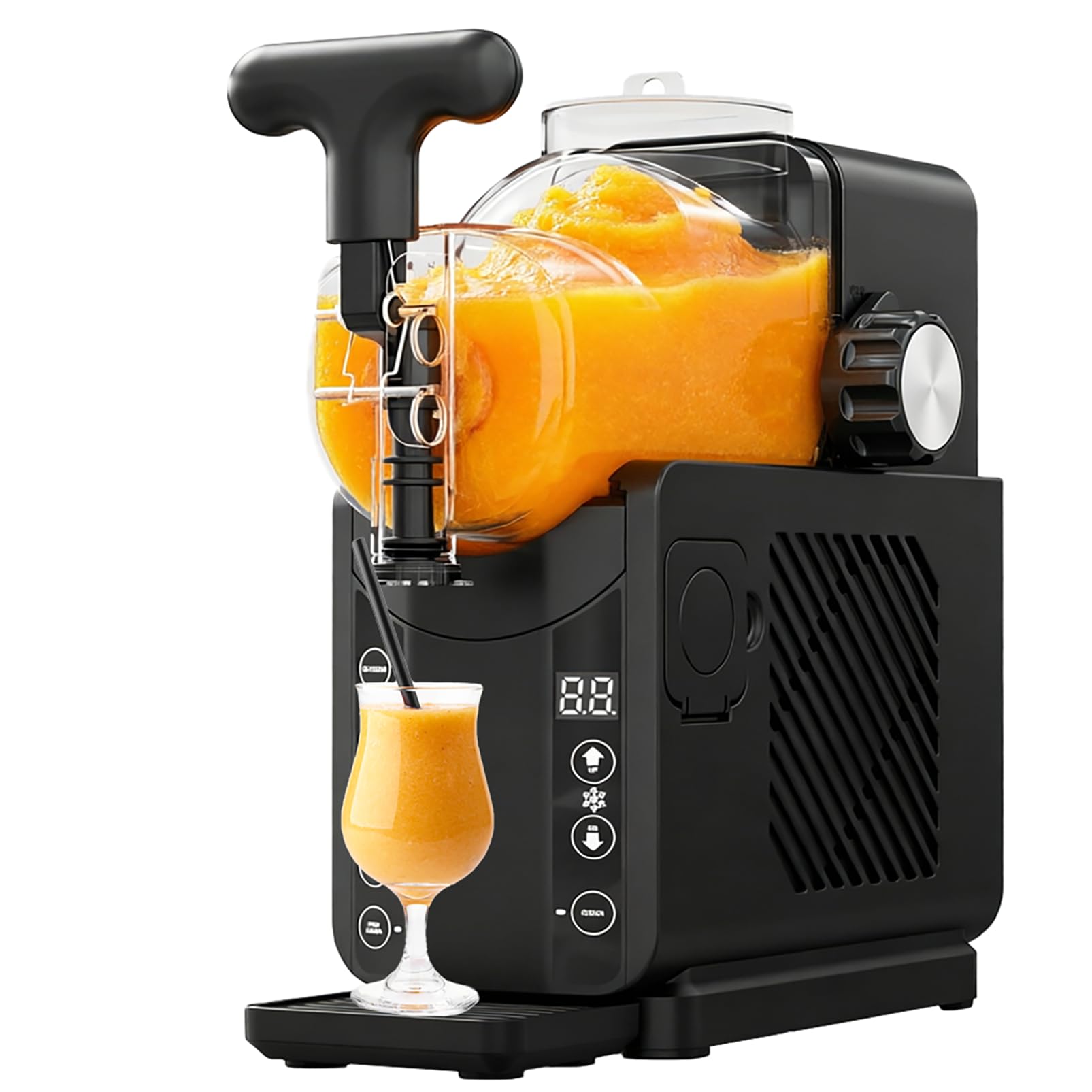 Hnbylmm Black Slushie Ice Cream Machine For Home, Fro-Zen Drinks Maker, Margaritas, Frappes, Milkshakes & Smoothies, No Ice Needed, Self-Cleaning, 5 Preset Programs, 67Oz Capacity Slushy Machine