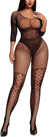 Womens Fishnet Bodystocking Bodysuit Babydoll Mesh Lingerie Sleepwear Sexy Tights One Size Club Night Out