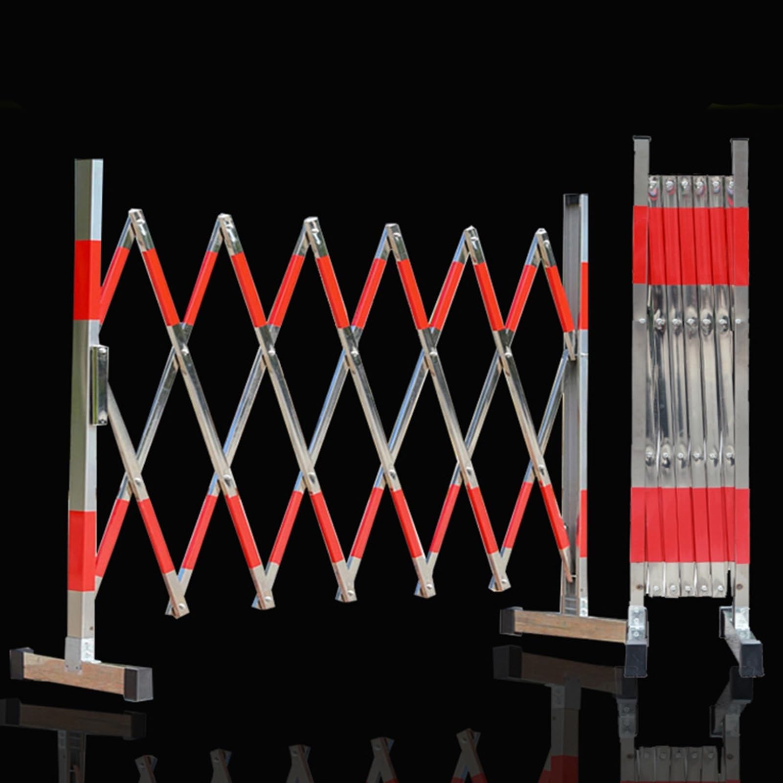 GDMDPTE Portable Stainless Steel Expandable Traffic Guardrail – Foldable Crowd Control Barrier with Scissor Wheels for Traffic Management and Event Solutions