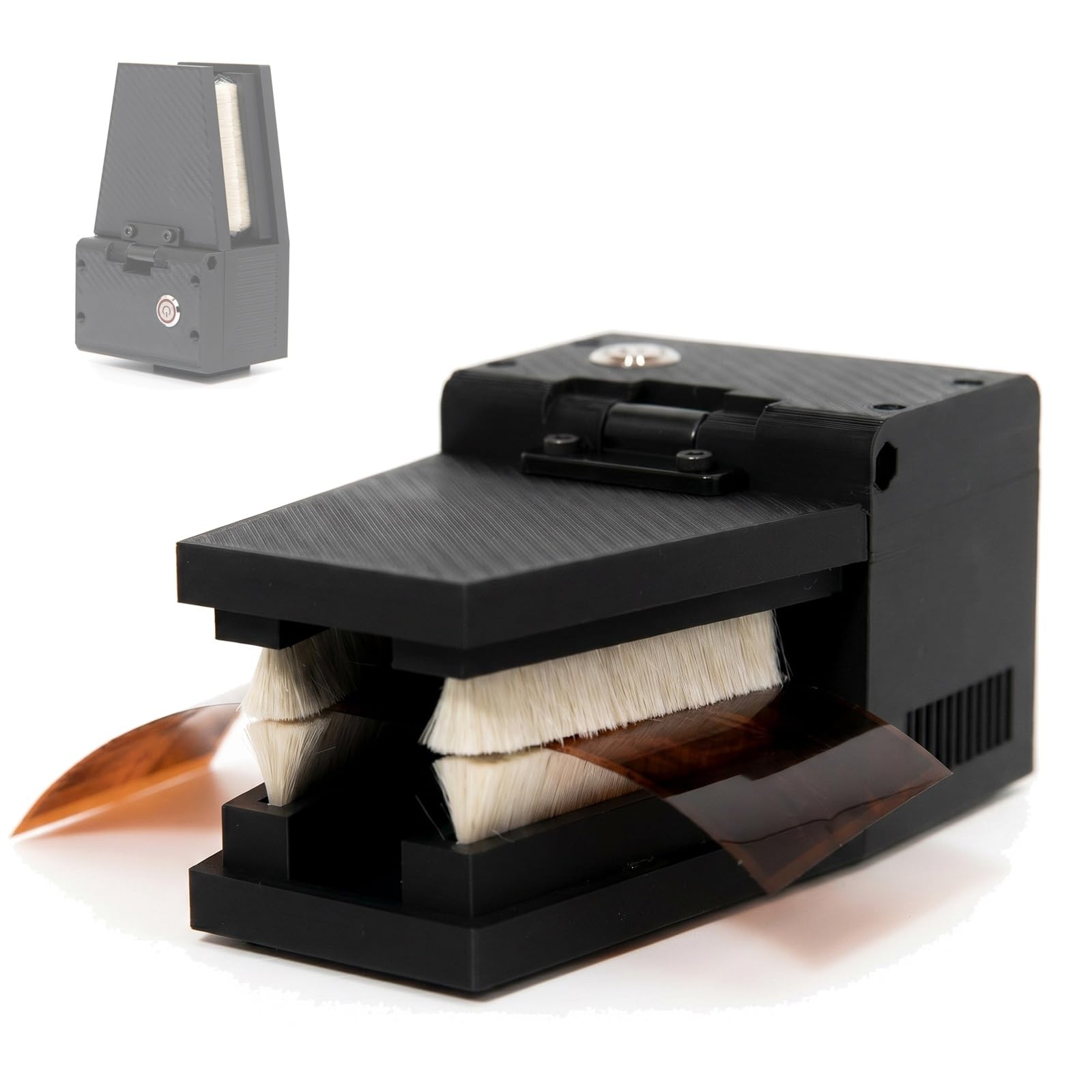 Limpiador eléctrico antiestático para Negativos, Cepillo motorizado con 4 cerdas de Lana Suave, Equipo de Limpieza para Cuarto Oscuro, Tapa abatible, para Estudios fotográficos de 135 y 120 mm