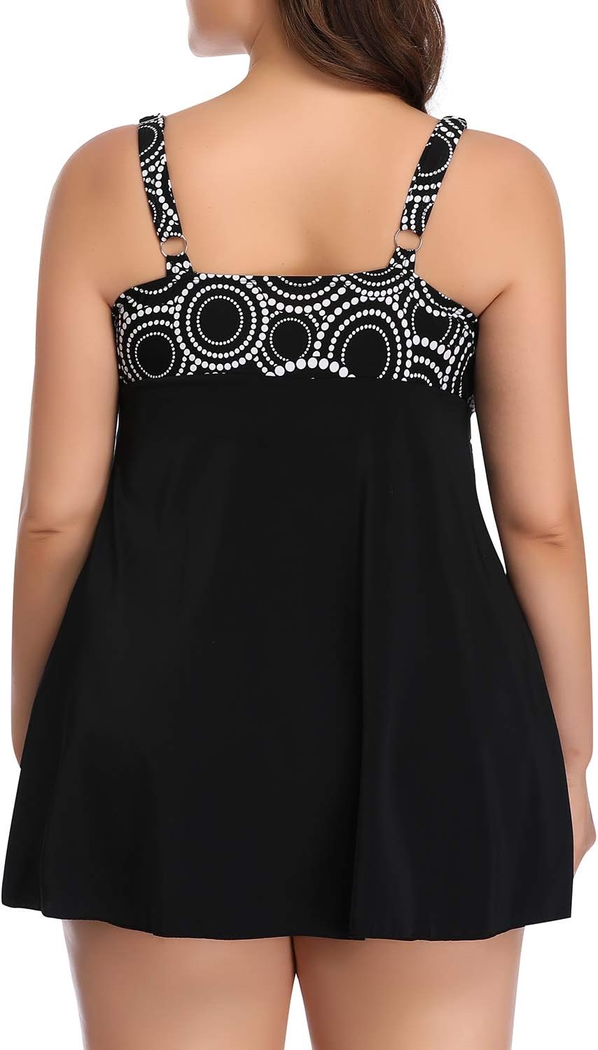 PERONA Women's Plus Size Swimsuits Shaping Body One Piece Swim Dresses Print Swimwear
