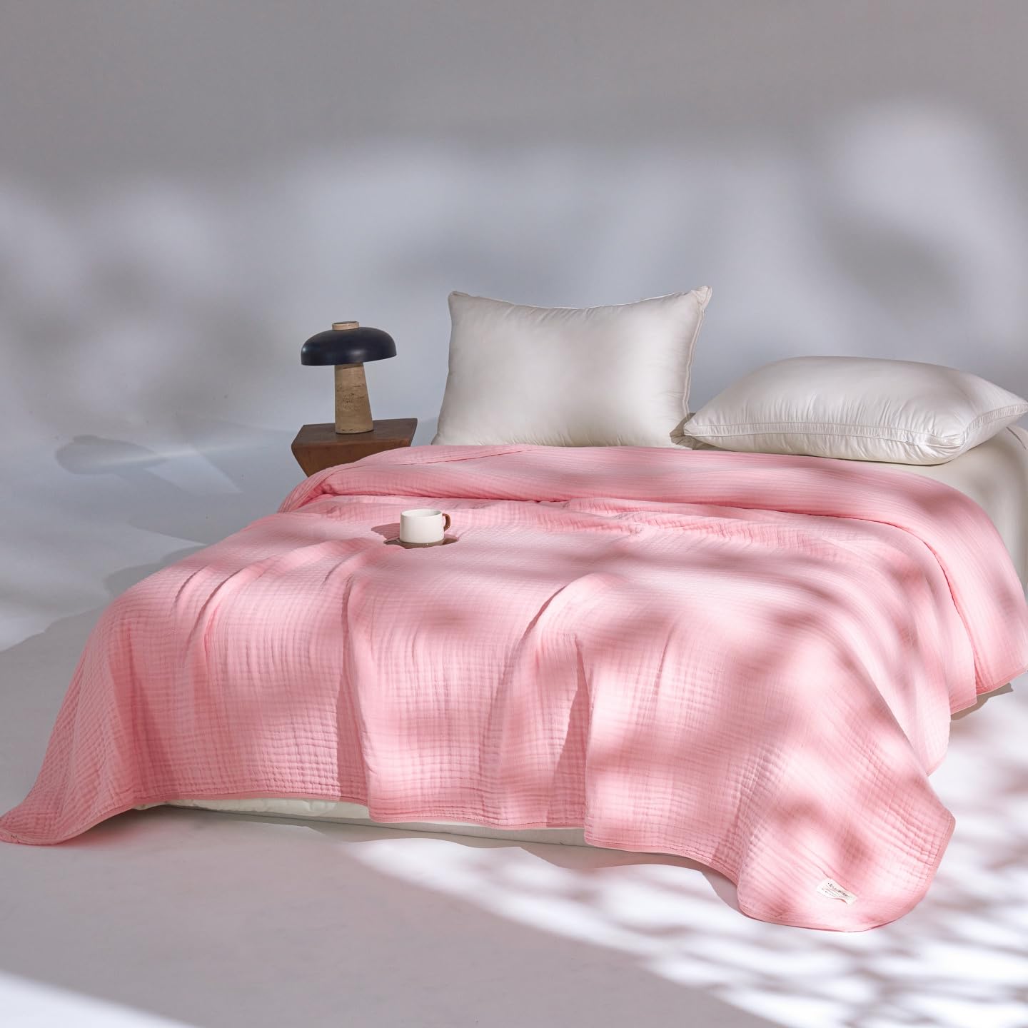 UULullabed Cotton Muslin Throw Blanket (pink, 200 * 230cm)