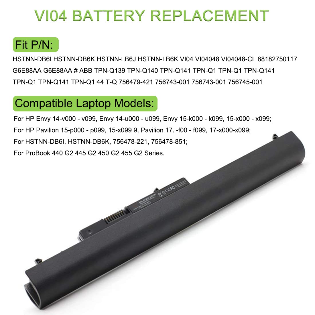 HP Laptop Akku 14.8V 2800mAh 14.8V Akku V104 Für HP HSTNN-DB6K HSTNN-DB6I HSTNN-LB6J HSTNN-LB6K 756743-001 Hp 255 G7 Akku