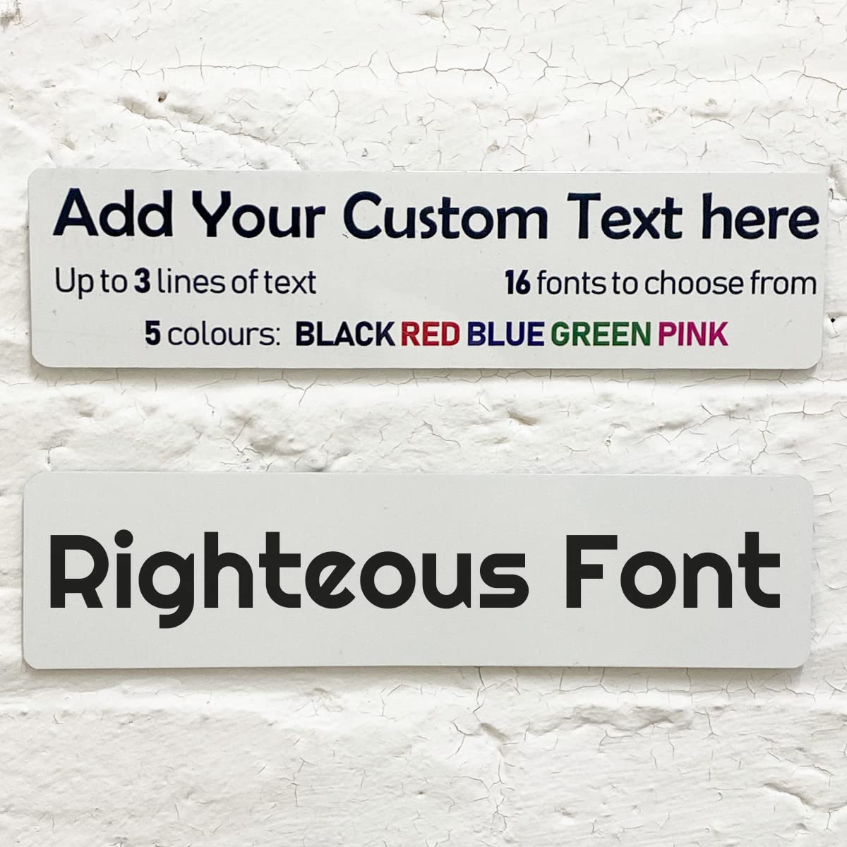 ShopQuality4U Personalised Aluminium Metal Plaque Bespoke Sign Childs Bedroom Door Add Own Text - in Righteous Font (20 x 5 cm, 7.8 x 2 inches)