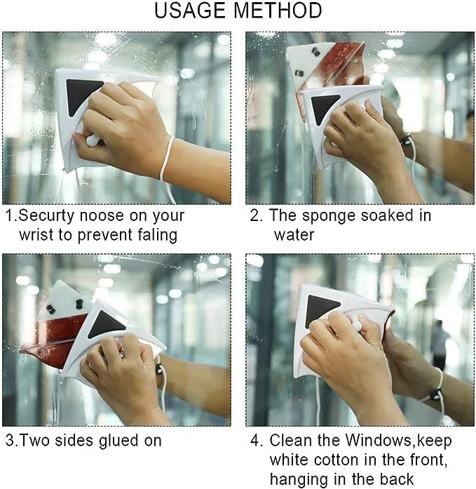RIDHMIN Triangle Magnetic & Double-Sided Window Glass Cleaning Tool Useful Magnetic Surface Cleaner Wiper Brush for High-Rise Single Glazed Windows Squeegee Washing Cleaner (Multicolor)