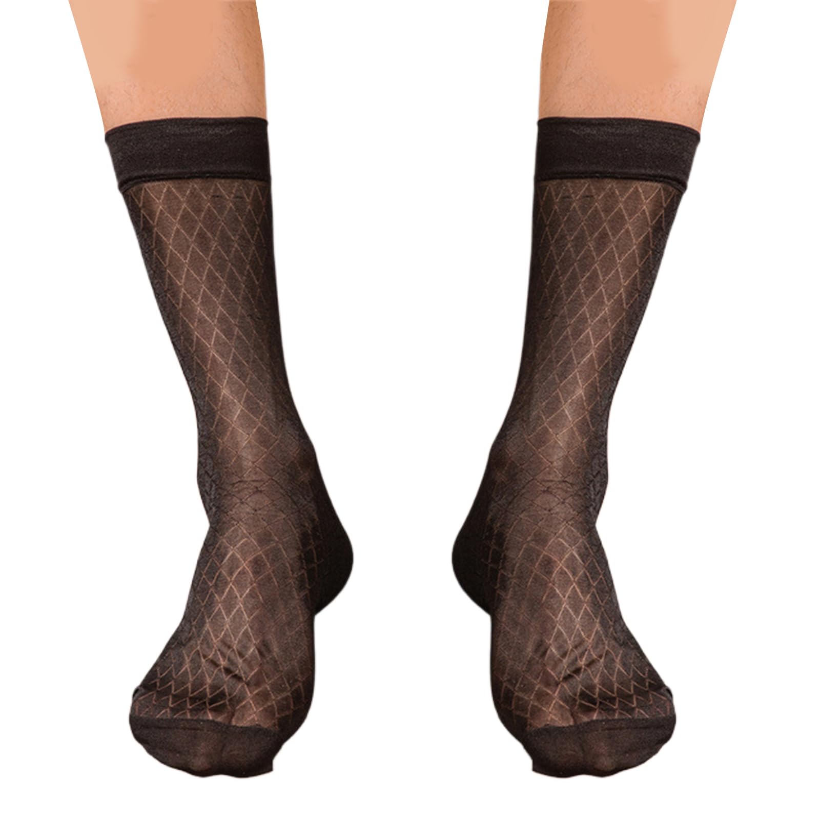 FackLOxc Sophisticated Sheer Mens Business Suit Dress Socks Nylon See Through Pattern Thin Stockings for Formal Outfit Wear Socks