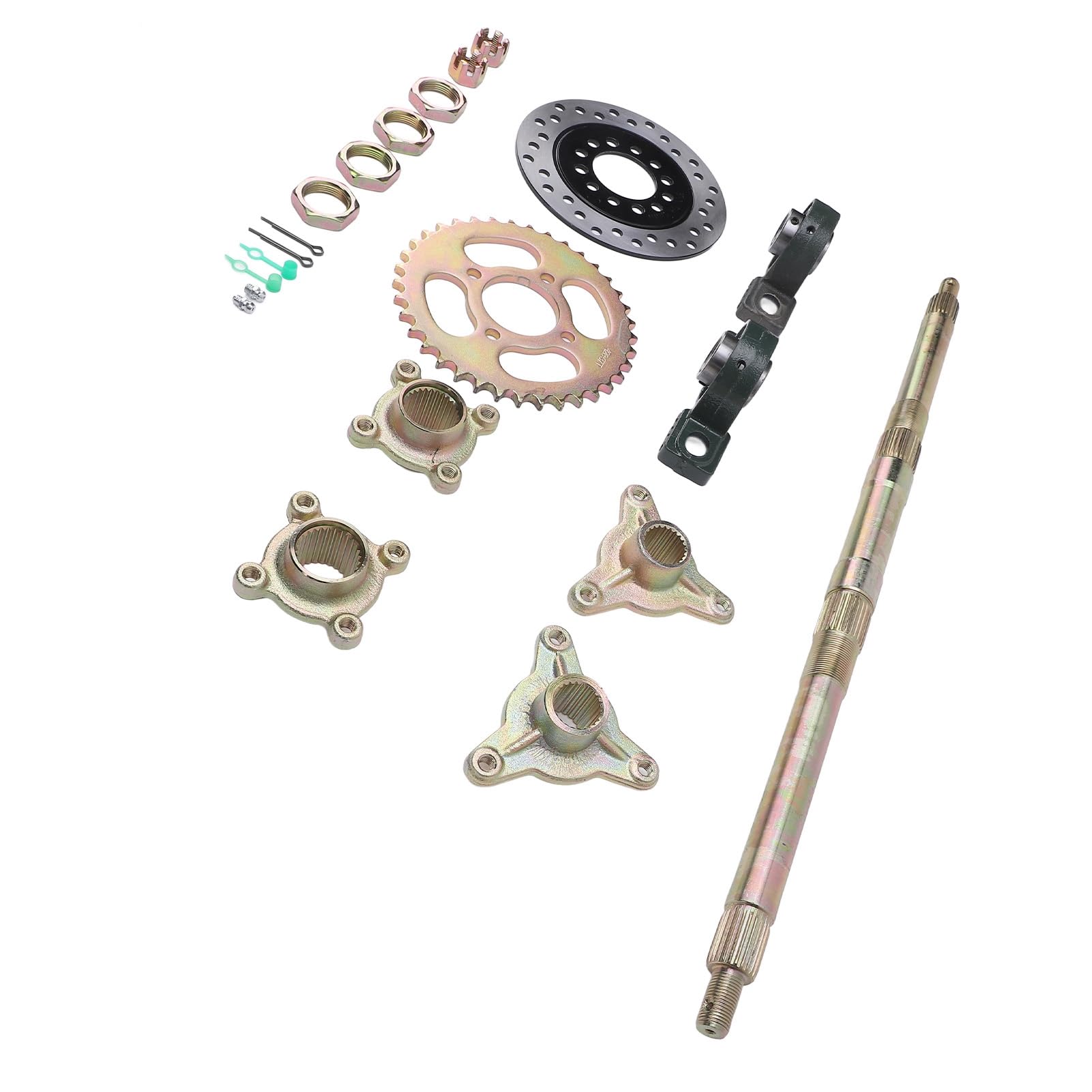 Kit de eje trasero para kart y quads de 24 pulgadas, incluye de freno y piñón, ideal para reconstrucción DIY de ATV, triciclos de derrape y vehículos de carreras