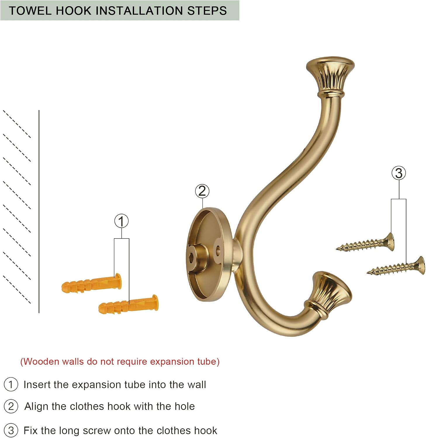 AVICCI 5 Pack Coat Hooks Champagne Bronze Zinc Alloy Heavy Duty Coat Hooks Suitable for Tile, Wood Board, Bathroom, Entrance Hall, Kitchen, Multi-Functional Robe Hooks
