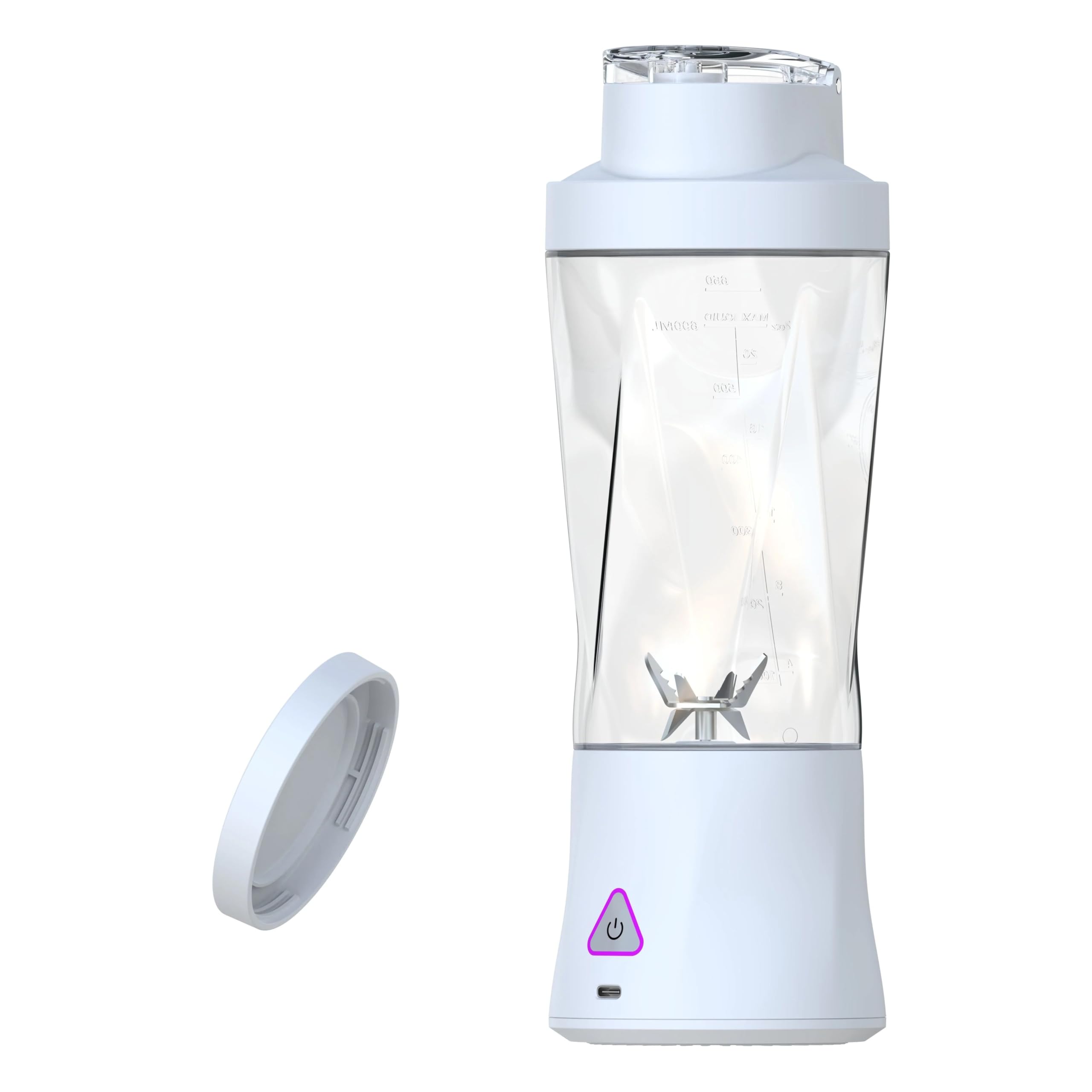 Mixeur smoothie portable rechargeable blanc avec indicateur LED