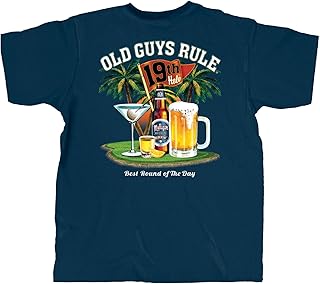 OLD GUYS RULE Men's Graphic T-Shirt, Best Round - Father's Day, Birthday Gift - Funny Novelty Tee for Golfers, Beer Drinkers