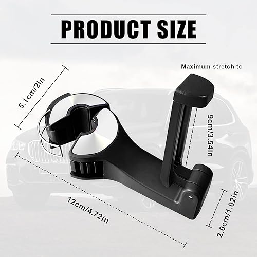 Miniatura 9 de 2 ganchos ocultos para reposacabezas de automóvil, 2 en 1, ganchos universales para reposacabezas de automóvil, organizador de almacenamiento, uso