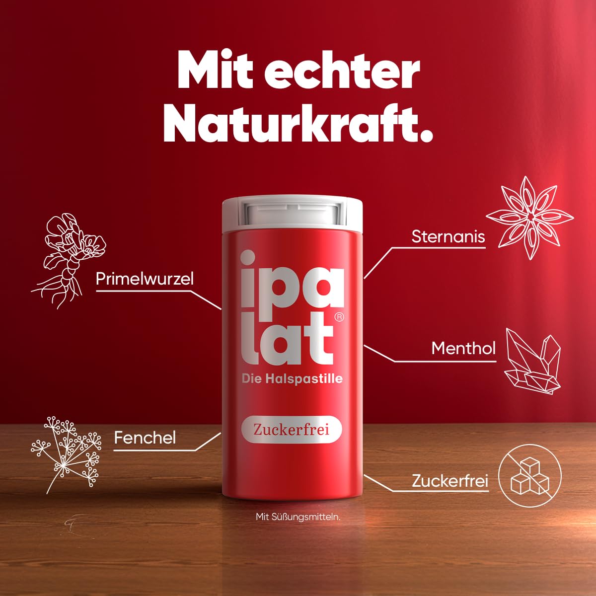 ipalat Halspastillen Zuckerfrei: Bei Heiserkeit & Hustenreiz, mit Primelwurzel, Anis, und Fenchel, mit Menthol, 400, 40 Halspastillen, 556.0 grams