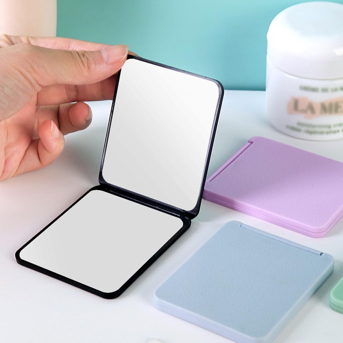 8 Pieces Compact Mirrors Bulk, Square Folding Mini Pocket Makeup Mirrors