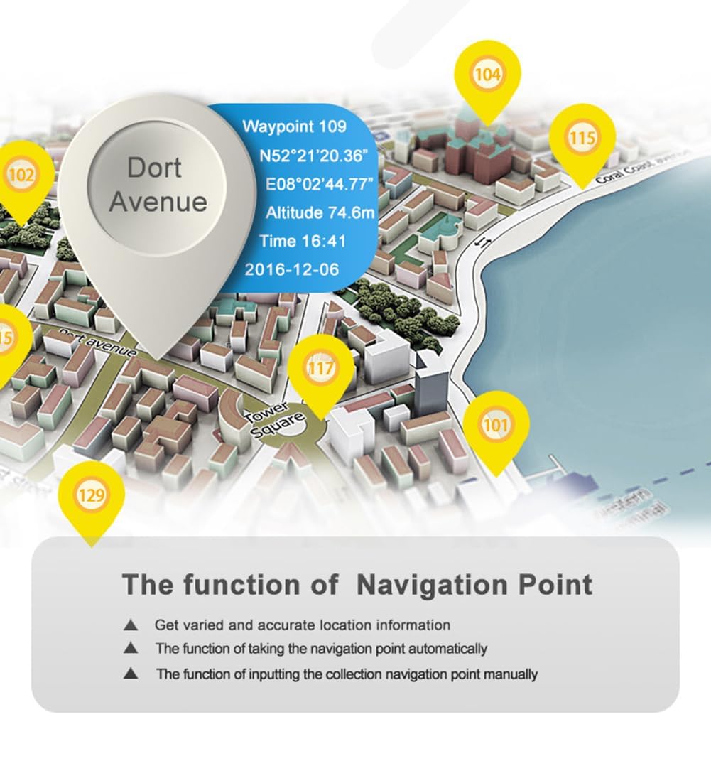 Attrezzatura per rilevamento GPS portatile, navigazione in tempo reale ad alta precisione ricaricabile, misurazione delle coordinate/modifica del percorso/misurazione dell'altitudine, per rilevamento