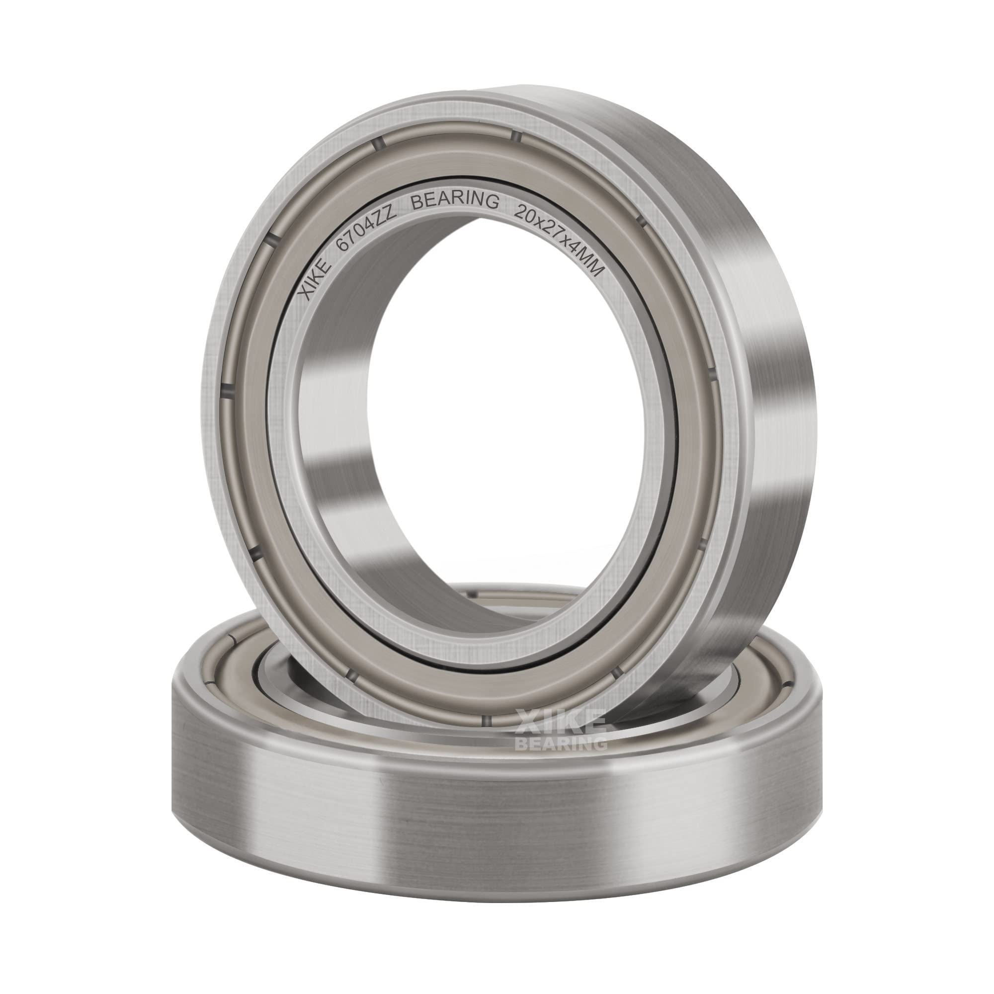 XiKe 2 szt 6704 ZZ Łożyska kulkowe 20x27x4mm Metal uszczelnione 6704ZZ Stal chromowa łożyska kulkowe zwykłe.